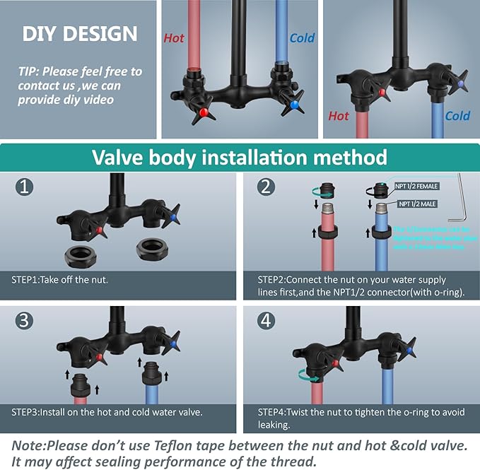 Aolemi Outdoor Shower Kit Fixtures Faucet System with High Pressure Showerhead Utility 2-Handle Exposed Shower with Brass Mix Valve 6 Inch Center with Soap Dish Matte Black