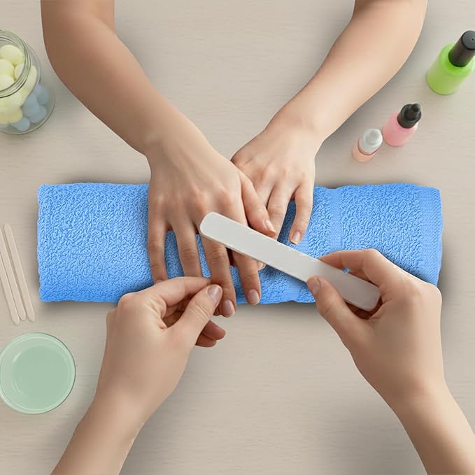 100% Cotton Salon Towel Set of 24|400 GSM|Soft Hand Towel|Bulk Hand |Cotton Salon Towels|Ideal for Spa Gym Bathroom Hotel|Absorbent||Not Bleach Proof|Quick Dry|Hand Towel 16 x 27 in|Blue