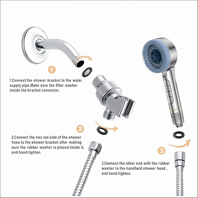 Filtered Shower Head with Handheld, High Pressure Shower Heads - 4 Spray Modes, Power Wash for Pets Bath, ON/OFF Switch & Water Saving Design (Deep Gray)