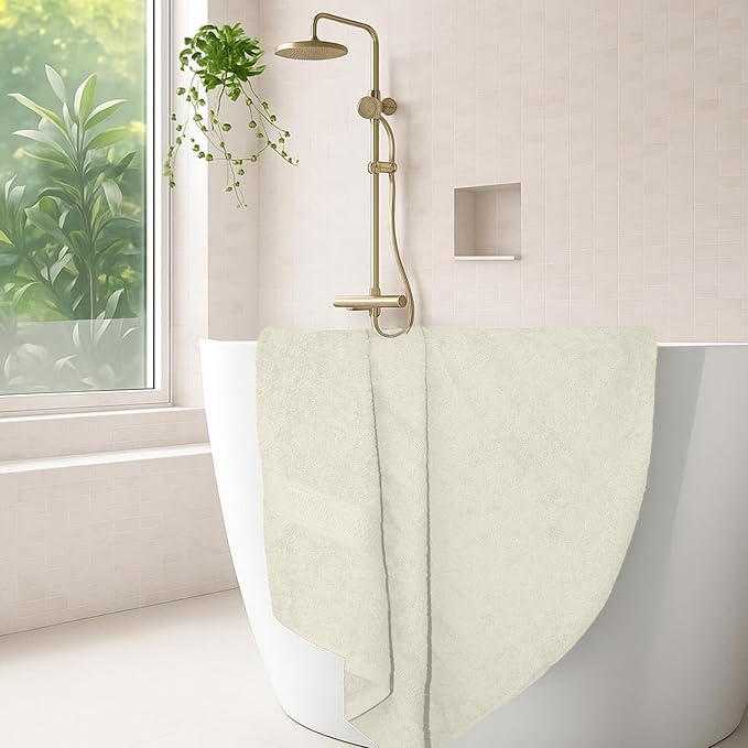 RIVERSIDE 100% Ring Spun Cotton Large Bath Towels Set of 4, 27 x 54 Inches โ Quick Dry, Soft & Highly Absorbent Towels for Shower & Bathroom โ Luxury 600 GSM Towels for Home, Spa, Gym, Cannoli Cream