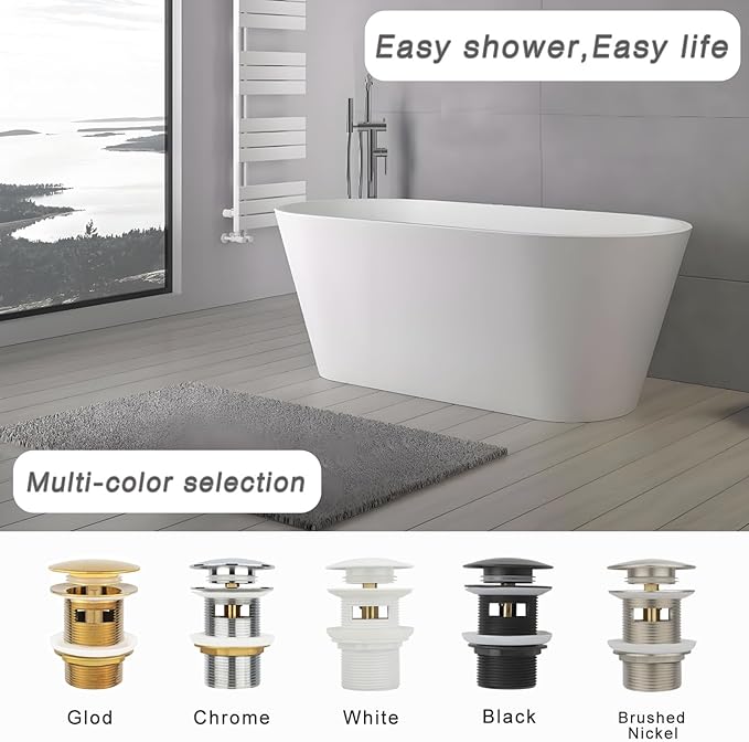 Tub Stopper Bathtub Drain, Brass Pop-up Freestanding Bathtub Drain Stopper, Fits Most Freestanding Tub Rough- in Kits (Gold)