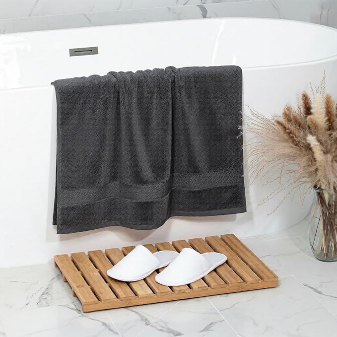 Cloudura Luxury Bath Towels-100% Cotton | Quick Dry | Lightweight | Thick I Good for Spa,Gym & Hotel Quality,(27'x54')-Soft & Absorbent (Charcoal Grey, Set of 2)