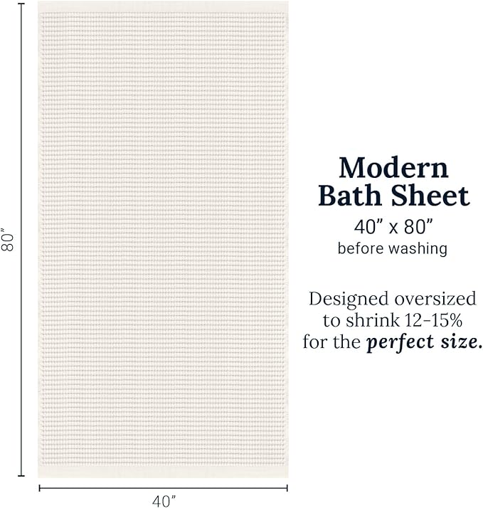 GILDEN TREE Waffle Bath Sheet Quick Dry Towel, Thin Luxury Bath Towels, 40x80 Large Bath Towels 2 Pack Bath Sheets, Modern Style (Cream)