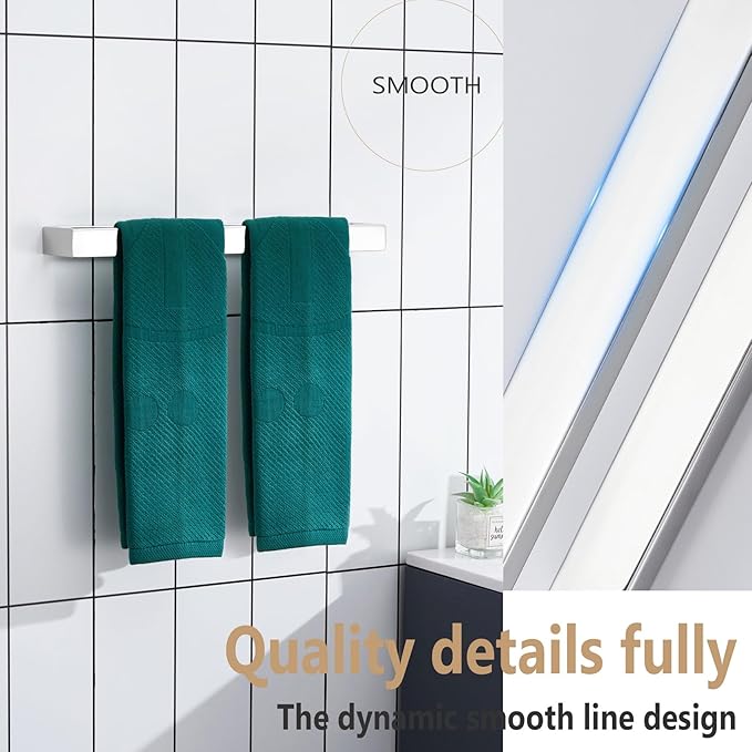 KOKOSIRI Towel Holder Chrome Bath Towel Bar Rack 16-Inch Kitchen Holder Polished Stainless Steel for Bathroom Hardware Wall Mounted, 1 Pack B4008CH-L16