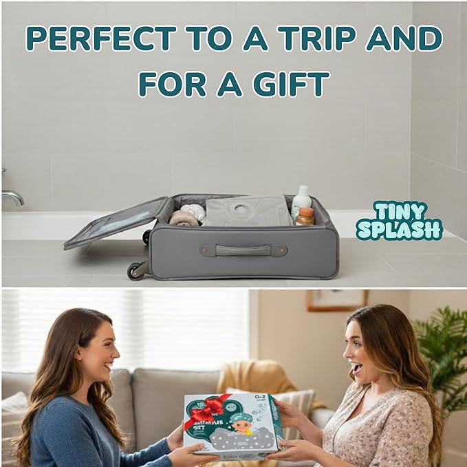 Inflatable Baby Bathtub Complete Set β Portable Non-Slip Baby Bath Tub with Newborn Cushion, Floating Thermometer, 3 Bath Toys & Air Pump, Safe Bath for Boys & Girls Age 0β3 Years