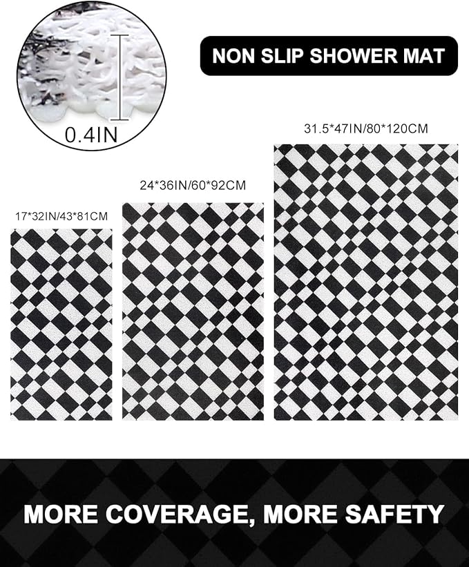 Shower Mat Non Slip - Quick Drying Anti Slip Shower Mats for Inside Shower, Soft PVC Loofah Foot Scrubber Mat, Extra Large Bath Mat for Shower, Tub, Bathroom, Floor, Kitchen, Home, Pool, Hotel