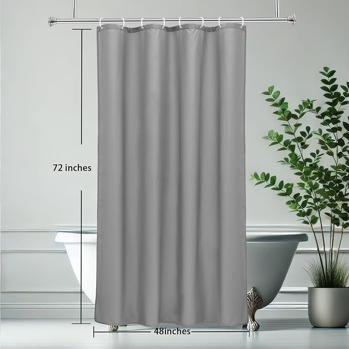 AooHome Fabric 48x72 Inch Small Shower Curtain, Stall Size Bathroom Curtain for Hotel, Water Repellent, Light Grey, 48 Width x 72 Height Inch