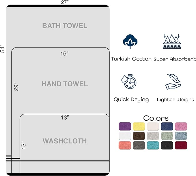 Hawmam Linen Pink 6 Piece Bath Towels Set for Bathroom Original Turkish Cotton Soft, Absorbent and Premium 2 Bath Towels, 2 Hand Towels, 2 Washcloths