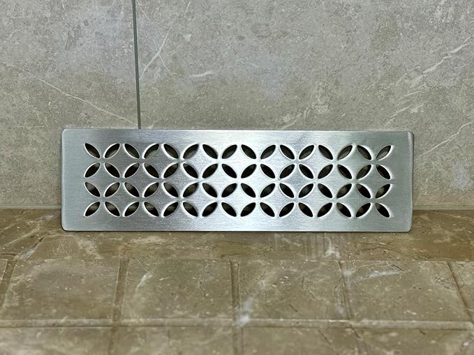 Shower Niche Shelf for Prefabricated Kerdi Board SN/-SNLT, Floral Design, Brushed 304 Stainless Steel