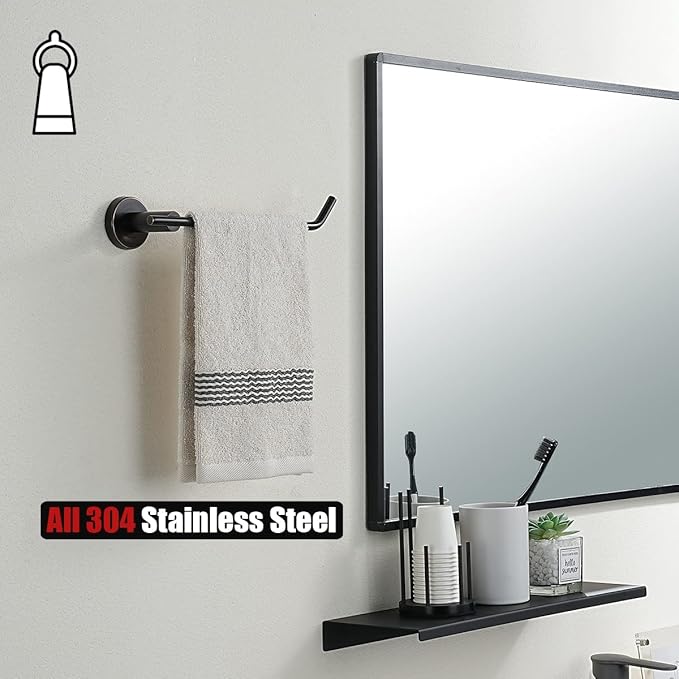 JQK Bathroom Hardware Set Oil Rubbed Bronze, 5-Piece Bath Accessories Set Wall Mount Includes 24 in Towel Bar, 9 in HT Bar, TP Holder, Towel Hook x 2, BAS105-ORB
