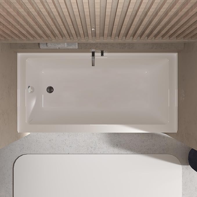 Acrylic Alcove Bathtub 60×30 Inch Drop-In Bathtubs – Left Hand Drain & Overflow, Space-Saving Drop-In Soaking Tub with Skirted Front, Recessed Bathtubs Ideal for Apartment or Guest Bathroom
