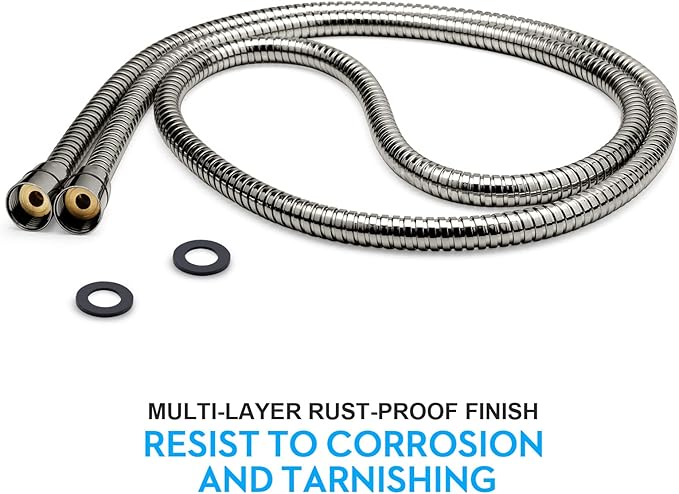 Shower Hose, 79 Inches Extra Long Stainless Steel Handheld Shower Head Hose with Brass Insert and Nut - Durable and Flexible(Brushed Nickel)