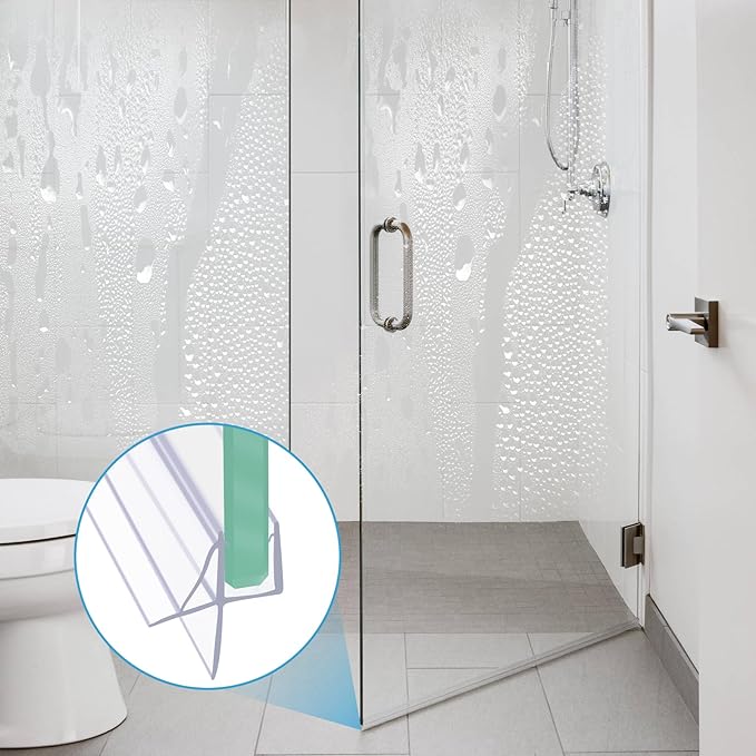 Frameless Shower Door Bottom Seal Shower Sweep with Drip Rail for 1/2" Glass,36" Long, Vinyl, Clear