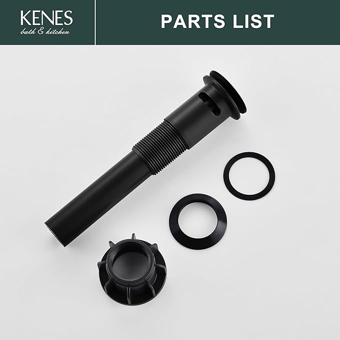 KENES Pop Up Bathroom Sink Drain with Overflow, Matte Black Pop Up Drain Stopper Anti Clog Pop Up Drain Stopper Lavatory Bathroom Vanity Sink Drain