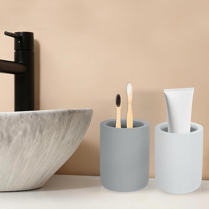 Toothbrush Holder, Diatomite Bathroom Organizer, Toothbrush & Toothpaste Holder Cup, Vanity Storage Solution for Bathrooms, Dark Grey, 1Pc