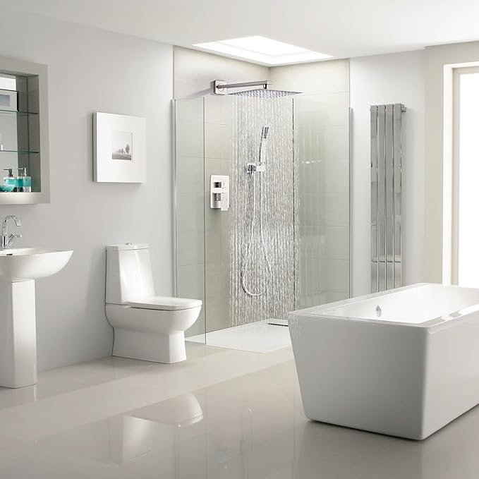 Shower Faucet Set, Rainfall Shower System Complete Wall Mounted for Bathroom with 12 Inch Shower Head and Handheld Rain Mixer Combo Kit with Shower Valve and Shower Trim, Brushed Nickel