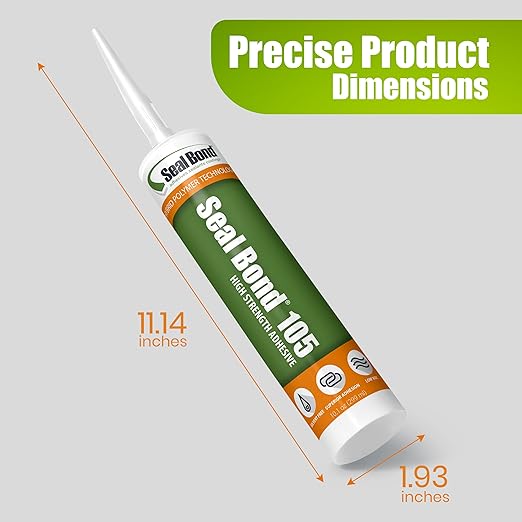 105 Adhesive Sealant – Marine/Industrial Grade, High Strength, UV Resistant, Flexible, Non-Flammable, Waterproof – Superior to Silicone – 10.1 oz – White