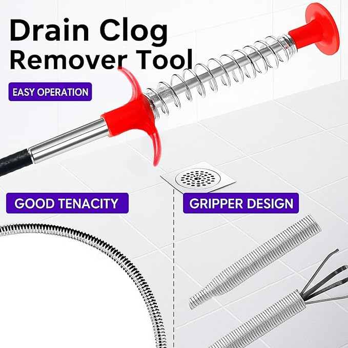 Drain Snake, Toilet Serpentine Drainage Blocker - Professional Drainage Cleaning Tool, Flexible Grab Claw Pick up, Used for Cleaning Toilets, Sinks, Showers, and Bathtubs (35 in63 in 79 in)