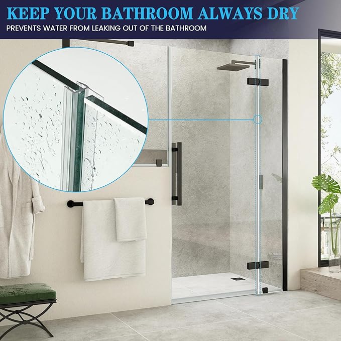 Bathroom Shower Door Seal Strip, 2PCS 78 Inch Shower Door Side Seal Strips, PVC Transparent Shower Door Seal Strip for 1/2"(12MM) Frameless Shower Door