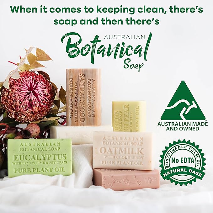 Australian Botanical Goats Milk Soap and Manuka Honey 6.6 OZ, Triple Milled Bars made with a Natural Soap Base and Enriched with Organic Shea Butter, Pack of 8