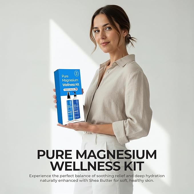 Magnesium Lotion + Magnesium Oil Spray Set | Pure Topical Magnesium for Sleep | Muscle Relief | Leg Cramps & Foot Comfort | Fast-Absorbing | Magnesium Oil on Feet | Non-Itch | Extra Strength Cream