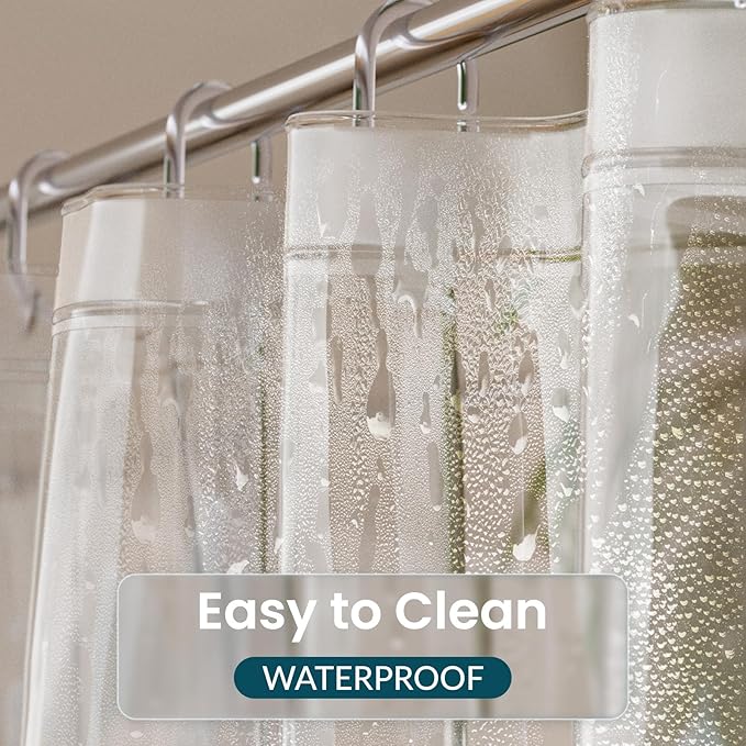 Titanker Plastic Shower Curtain Liner, Clear Shower Liner PEVA 60x78 Lightweight Waterproof Shower Curtains for Bathroom with Magnets and Rustproof Grommets
