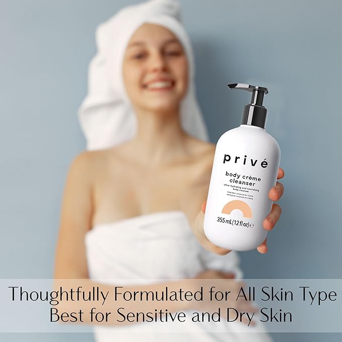 Privé Ultra-Hydrating Body Creme Cleanser - for Dry Skin, Moisturizing Cleanser - Gentle Every Day Spa-Like Indulgence - Suitable for Sensitive Skin - 12 fl oz