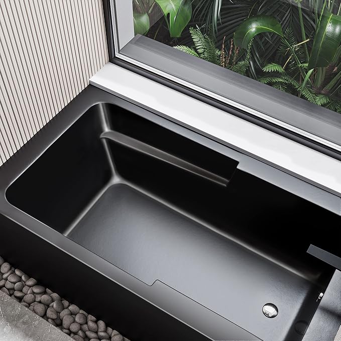 Voltaire 54 in. x 30 in. Acrylic Matte Black, Alcove, Integral, Right-Hand Drain, Apron Bathtub