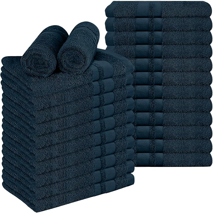 RIVERSIDE Pack of 24 Salon Towels Set β 16 x 26 Inches, 100% Ring Spun Cotton Highly Absorbent and Quick Dry Towels for Salon, Hand, Barber, Gym, Home & Hair Care, Navy