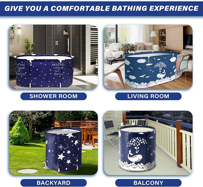 BDL Portable Bathtub for Adult 47" Large Foldable Soaking Bath Tub for Shower Stall, Separate Family Bathroom SPA Bathtub for Adult, Thickening with Thermal Foam to Keep Temperature Green Leaf