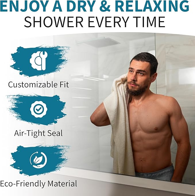 Premium 39 Inch Shower Water Guard & Door Seal Strip โ Walk-in Bath Screen Splash Protector โ Bottom Sweep for Glass Threshold โ Flexible Barrier to Keep Liquid Inside Tub
