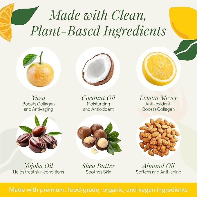 Saavy Naturals Handmade Soap Yuzu & Meyer Lemon - Plant-Based Ingredients(1LB)