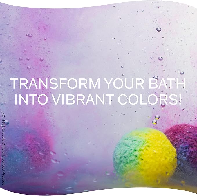 Crayola Colorful Scented Bath Bombs for Kids, Color You Bath Non-Toxic Bathbomb Fizzies for Boys Girls Holiday Stocking Stuffer, Grape Jam, Laser Lemon, Cotton Candy, & Bubble Gum Scents