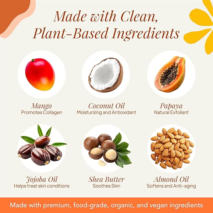 Saavy Naturals Soap Bar Mango Papaya - Plant Based ingredients (1LB)