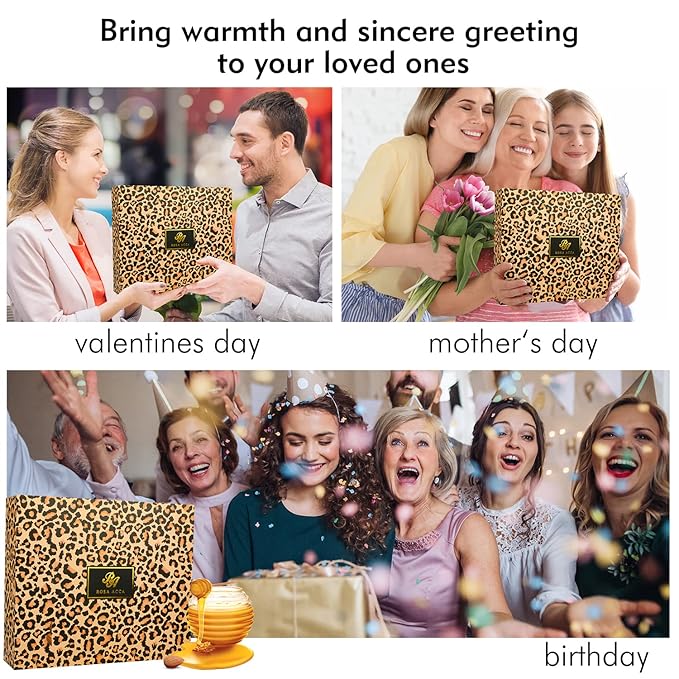 Christmas Gifts for Women, Bath Gift Set, Leopard XXL 20 Pcs Skin Care Set, Slef Care Gifts Set , Mother's Day, Valentine, Birthday, Home Spa Kit, Shower Gel, Body Lotion, Shower Cap,Manicure Set
