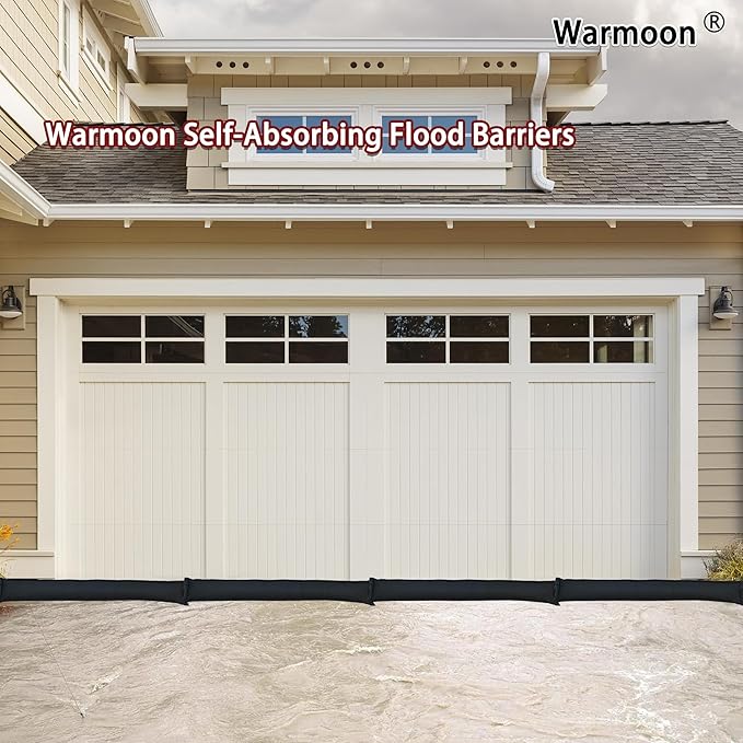 Self-Absorbing Reusable Flood Bags with Handles - Evenly Distributed Absorbents, Multiple Lengths - Home/Garage/Commercial Protection (5ft (Pack of 5) - with Handles)