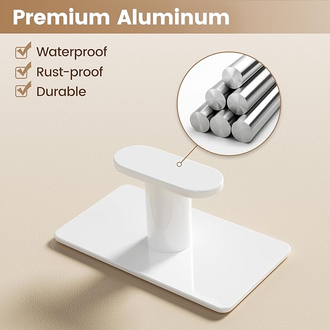 pickpiff Adhesive Towel Hooks for Bathroom: 20LB Extra Strong Wall Hanger for Shower Kitchen RV Dorm Apartment, White 4 Pack