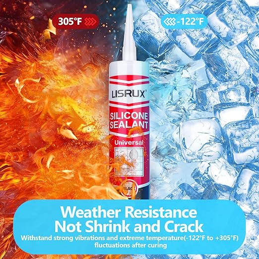 Black RTV Advanced Silicone Sealant & Caulk (12x10 fl.oz), 100% Silicone Black Caulking Waterproof for RV, Kitchen, Bath, General Use, Window, Door, Glass, Marine, Low Odor & Anti Shrink