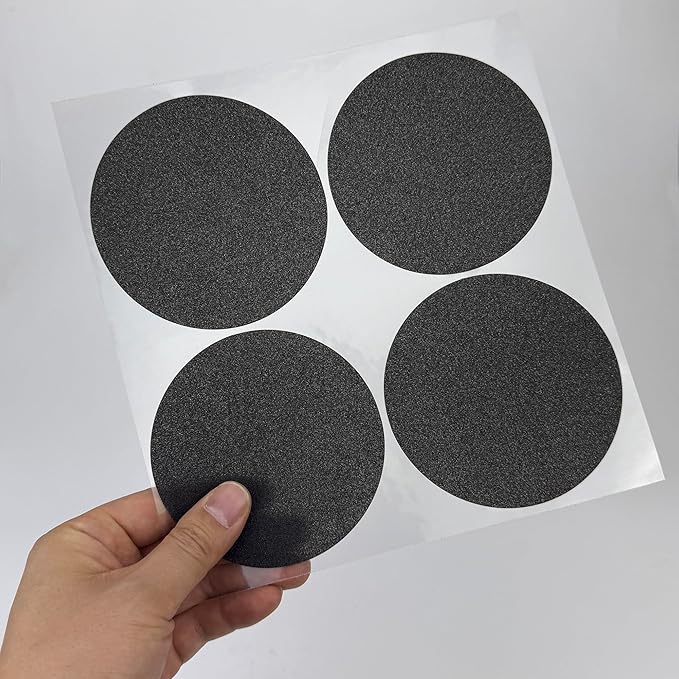 S&X 24 Pcs Anti Slip Shower Stickers (Large 4" Round), Modern Black Non Slip Bathtub Stickers, High Traction Grit Safety Dots for Tub Floor, Waterproof with Scraper