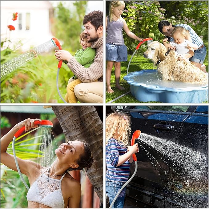 KEDSUM Portable Shower, Portable Camp Shower Pump with Rechargeable Battery, Portable Shower for Camping, Portable Outdoor Shower Head for Camping, Hiking, Traveling(+ Handheld Sprayer)