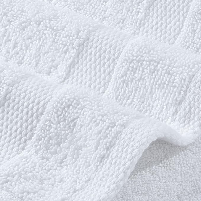Wealuxe White Washcloths 24 Pack - 600 GSM 100% Ring-Spun Cotton Wash Cloths for Showering, Highly Absorbent and Soft | 12x12 Inches