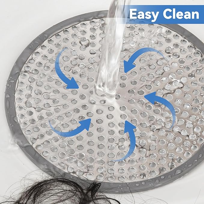 2Pcs Shower Drain Hair Catcher, 4.72" Shower Drain Cover, All-in-One Universal Sink & Shower Drain Strainer, Easy Installation, Stainless Steel and Silicone Bathroom Accessories for Tub, Bathtub