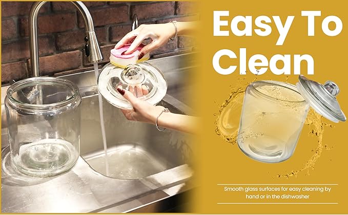 1.5 Gallon Glass Jar With Lid - Extra Gasket - Glass Cookie Jar - Glass Storage Container, Clear Canisters with Airtight Lids, Flour, Pet Treats, Kitchen Food Storage, for Pantry or Laundry