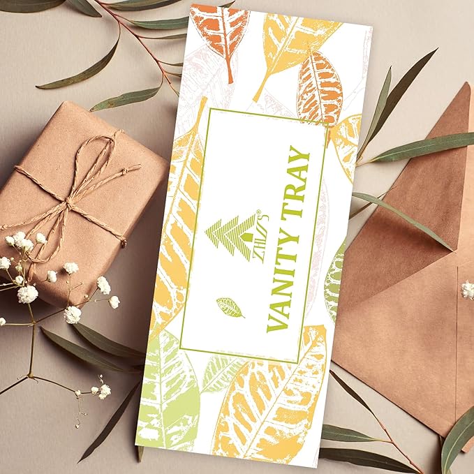 ZHWS Bathroom Tray Countertop for Toiletries, Black Vanity Tray for Makeup Perfume Decor Candle, Bamboo Kitchen Tray for Soap Dispenser Salt Pepper Brush Holder 11.3” L x 4.4” W x 1.1” H