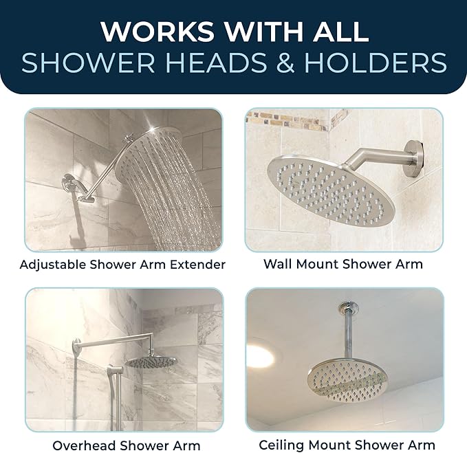 HammerHead Showers® Solid Metal 8 Inch Rainfall Shower Head – MATTE BLACK - Shower Head Rainfall - 1.75 GPM High Flow Shower Head Optimized for Pressure – Large Round Rain Shower Heads