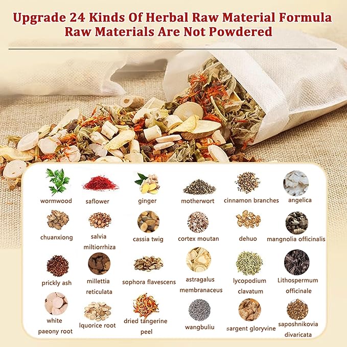 30 Pcs Body Detox Foot Soak To Remove Toxins,Lymphatic Drainage Ginger Herbal Foot Detoxing Soak for Relieve Fatigue Dispel Cold and Remove Dampness 艾草泡脚足浴包