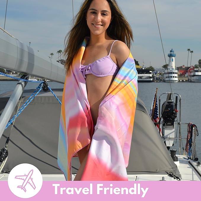 ECCOSOPHY Microfiber Beach Towel - Sand Free Towels are Quick Dry, Light Weight, Super Absorbent - Perfect Pool, Travel, Cruise, Camping Essentials - Oversized Extra Large for Adults 71x35 in