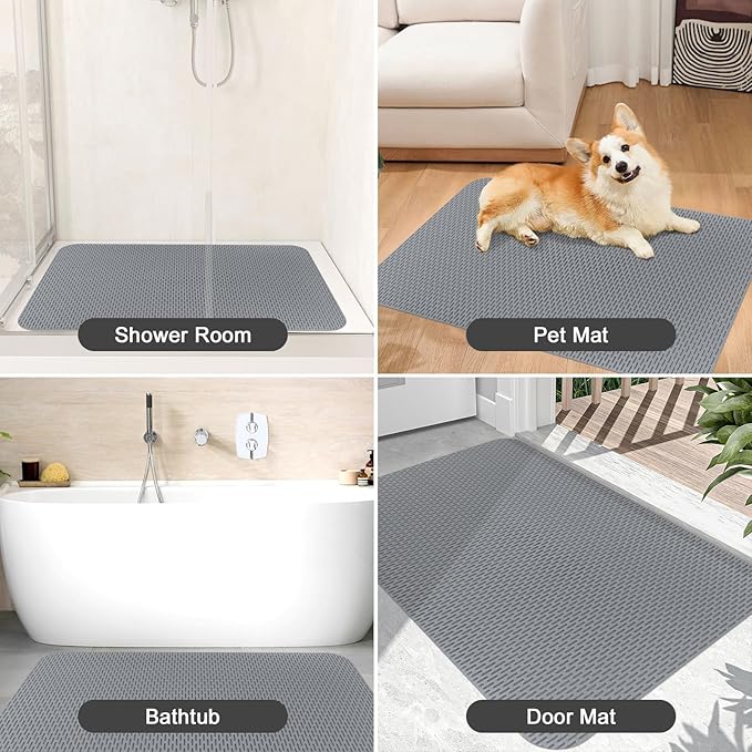 Square Shower Mat: 32"x32" Extra Large Non Slip Shower Mats for Inside Shower, Trimmable PVC Anti Slip Shower Stall Mats, Quick Dry Stand Up Shower Mat for Elderly, Kids