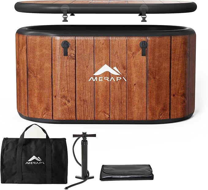 MERAPI XL 170 Gal Cold Plunge Tub with Cushion, Upgraded Ice Bath Tub for Athletes - Water Chiller Compatible - Inflatable Ice Bath at Home Recovery