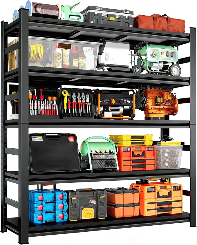Heavy Duty Metal Garage Shelving, 5-Tier Adjustable Shelves, Steel Storage Rack for Garage, Basement, Workshop, 3000 lbs Capacity
